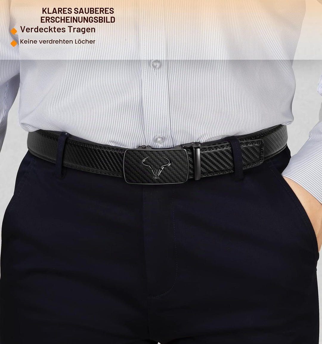 KEMISANT Gürtel Herren, Ledergürtel Ratsche Automatikschliesse für Herren Business Anzug,Breit 35mm,
