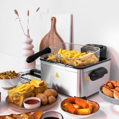 Tristar FR-6949 Friteuse - 1 grosser und 2 kleine Körbe - 5 L Volumen, Silver