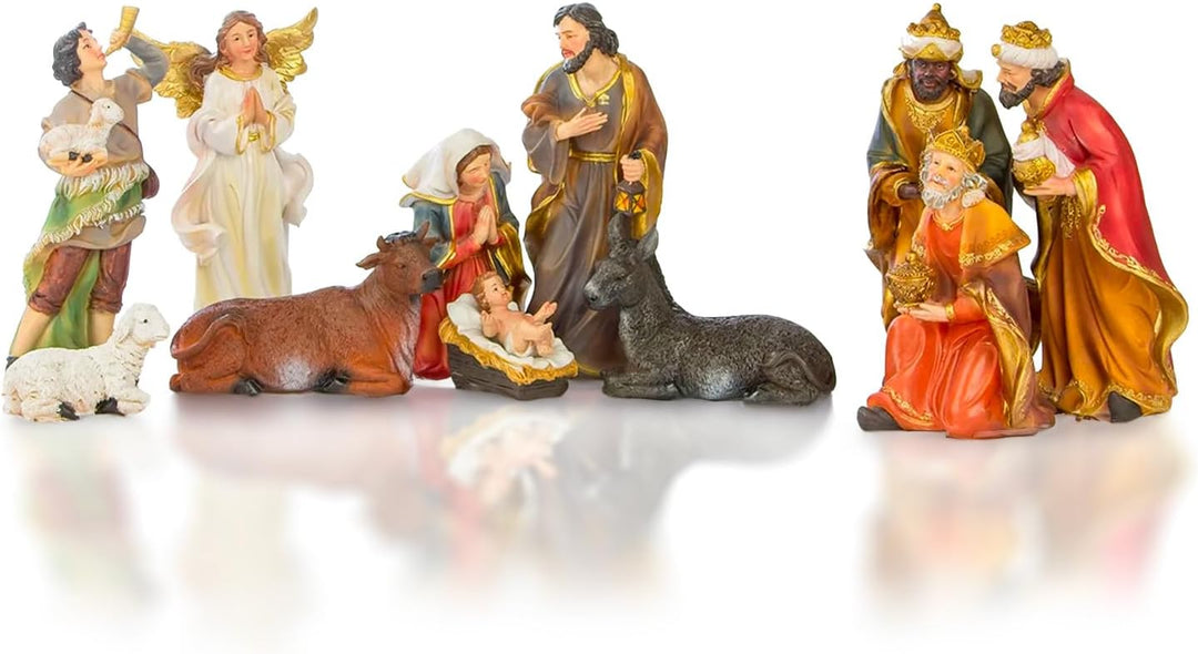 Avilia Krippenfiguren-Set aus Kunstharz, 11 Stück für Weihnachtskrippe, 20 cm, ideal als Weihnachtsd