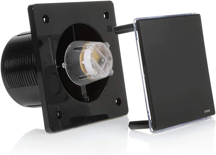 STERR Schwarzer Badlüfter 125 mm mit LED + HYGROSTAT - Badezimmerventilator - Glasfront - Modernes A