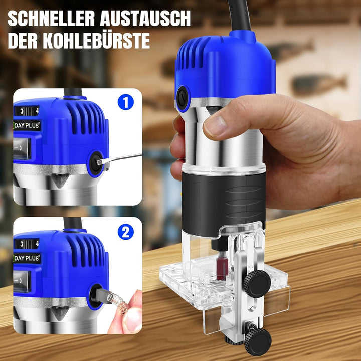 Oberfräse Kantenfräse Elektrische Handfräse Fräsmaschine 2000W Holz DIY Werkzeug Einhandfräse 6-8mm