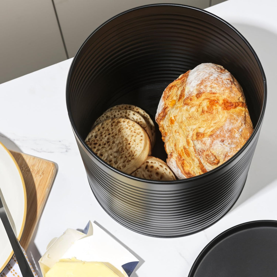 Russell Hobbs RH03269EU7 Ribbed Brotkasten – Brotkasten aus Metall, grosser Küchenkanister, Aufbewah