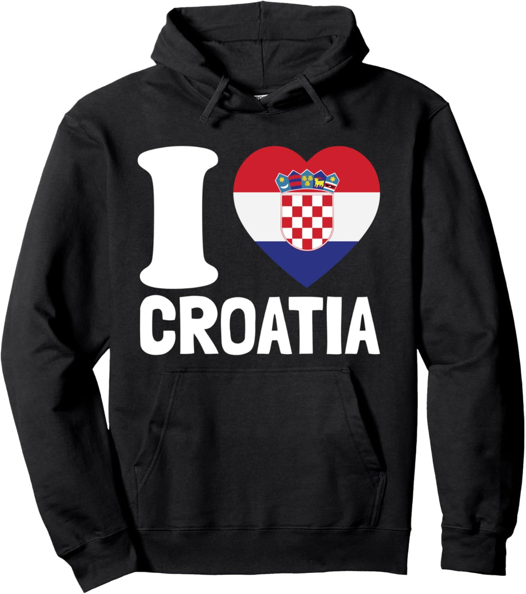 Croatia Flag in einem Croatia Herz I Love Croatia Pullover Hoodie