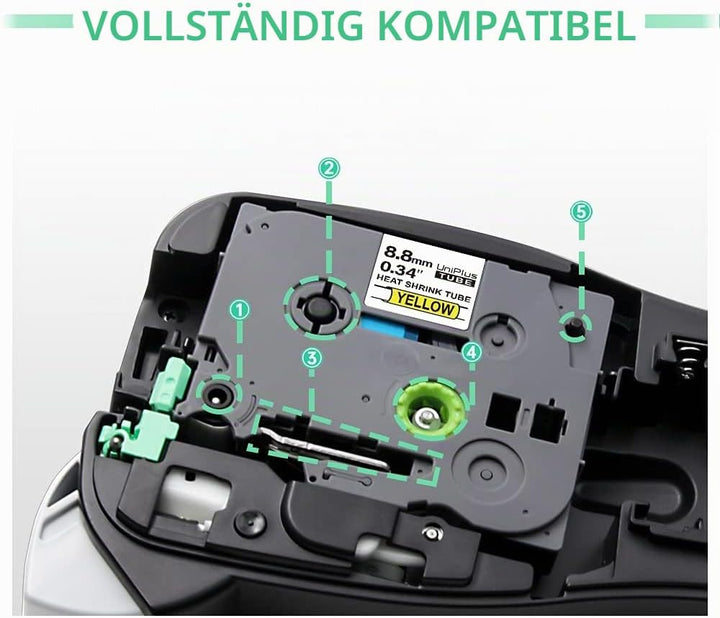 UniPlus Kompatibel Tze Schleifenband als Ersatz für Brother Schrumpfschlauch Hse621 Hs-621 HSc-621 8