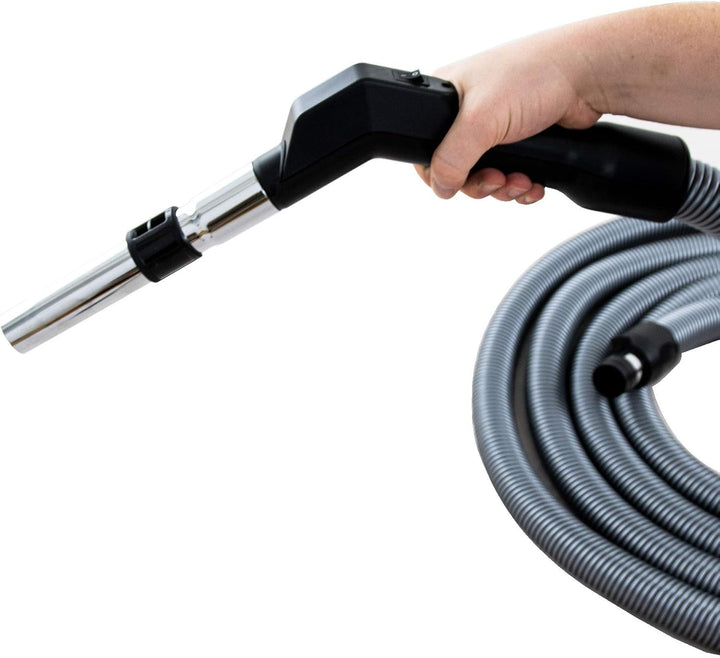 CANEUS Zentralstaubsauger Schlauch mit Schalter - Saugschlauch mit Handgriff Komfort - 10,7m Länge -