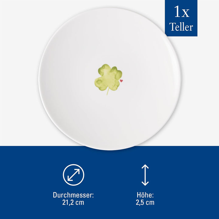 Villeroy & Boch – With Love Frühstücks-/ Dessertteller "Good Luck" Weiss, Spülmaschinenfest, Mikrowe