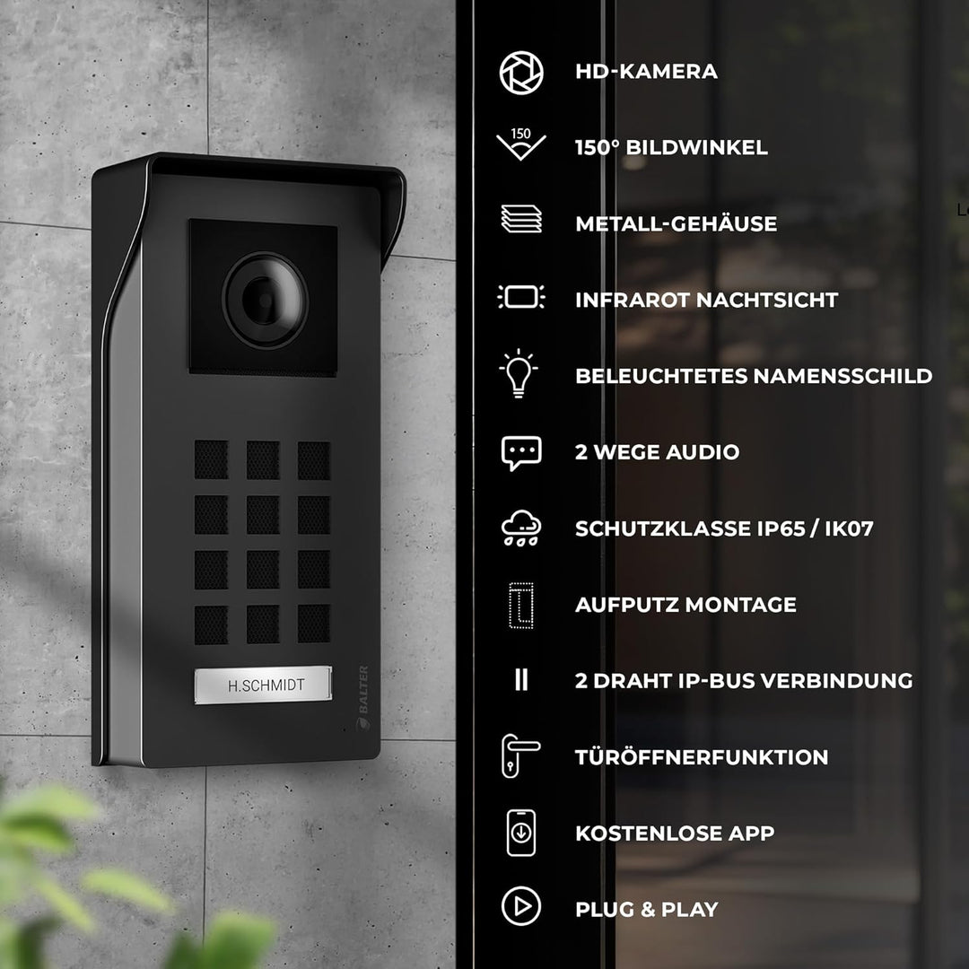 Entri Video Türsprechanlage, Aufputz Türklingel mit Kamera, Smartphone App, 1 Familienhaus, Video Tü