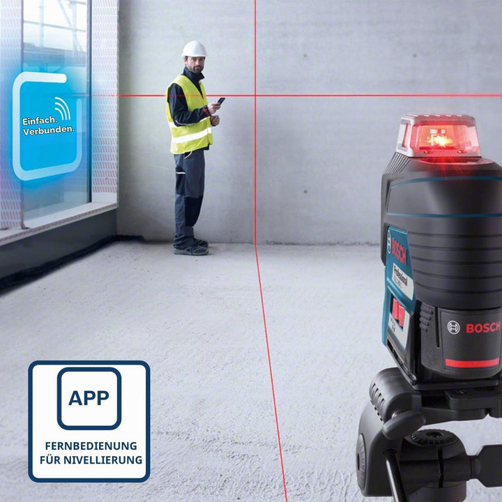 Bosch Professional Linienlaser GLL 3-80 C (m. App-Funktion, roter Laser, Innenbereich, max. Arbeitsb