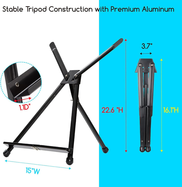 MEEDEN 10 pcs Künstler Display Staffelei, Aluminium Stativ Tischstaffelei, Staffelei Leicht und Klap