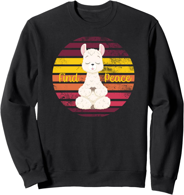 Find Peace Retro Vintage Sunset Yoga Alpaka Sweatshirt