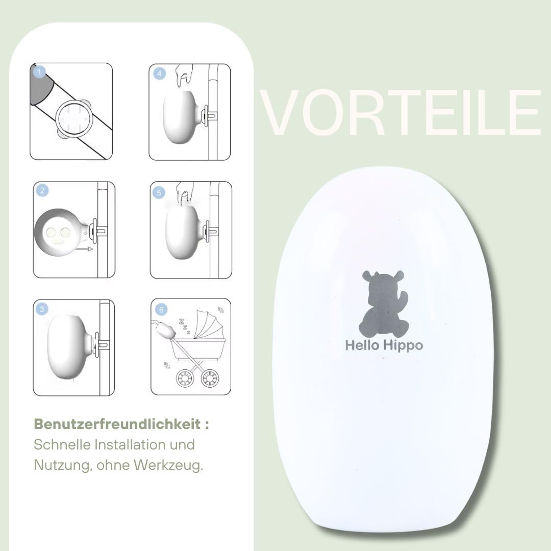 Hello Hippo - Automatische Wiege USB-C wiederaufladbar – Baby Rocker – Schlafhilfe für jeden Kinderw