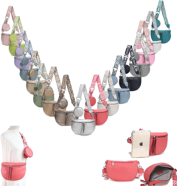 ITALYSHOP24 OBC Damen Tasche Gürteltasche Crossbody Hüfttasche Bauchtasche Umhängetasche Cross-Over