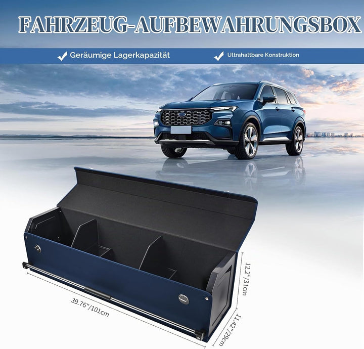 Auto Kofferraum Organizer mit Deckel, Aufbewahrungsbox Gross XXL und Stabilem Griff, 90L Premium Led