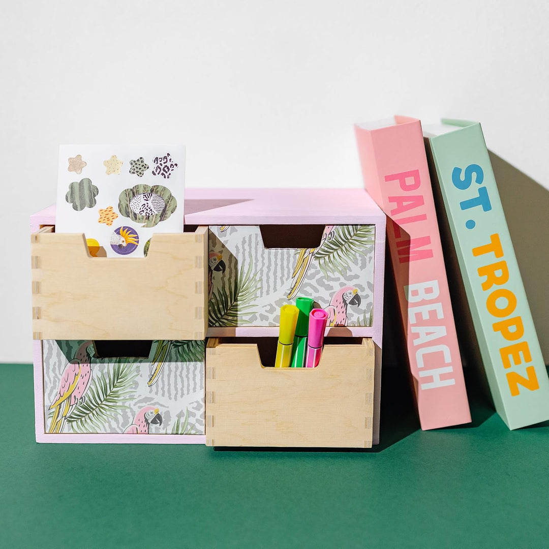 Creative Deco Schubladenbox Schubladenelement | 4 Schubladen | 28,5 x 20 x 19 cm (+/- 1 cm) | Mini-K