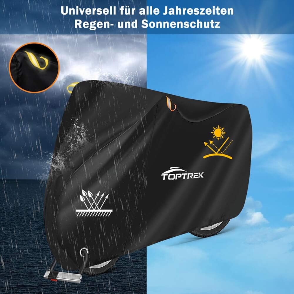 Toptrek Fahrradabdeckung 210D mit Nahtband Oxford-Gewebe Wasserdicht Hochwertige Fahrradgarage Outdo
