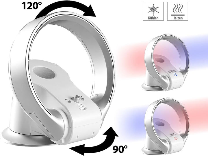 Sichler Haushaltsgeräte blattloser Ventilator: Rotorloser 360°-Tischventilator & Heizlüfter, Oszilla