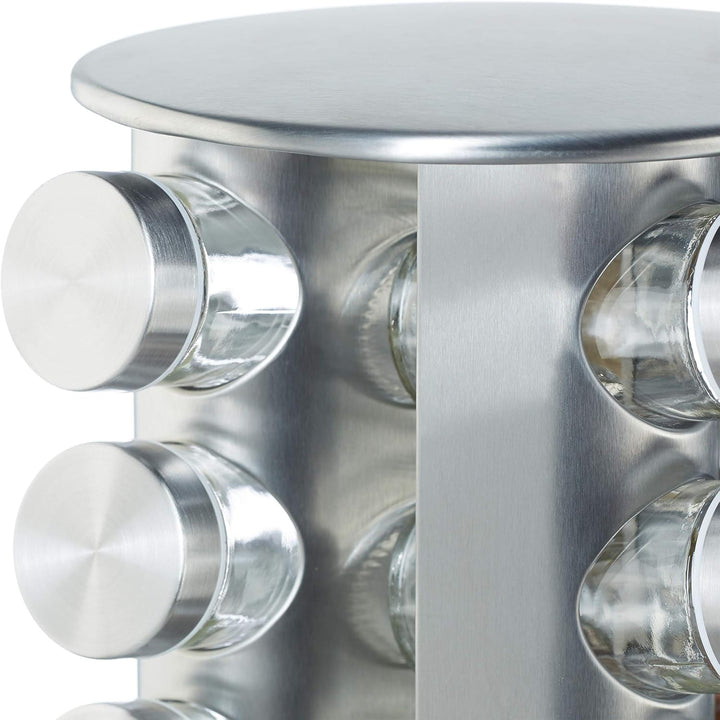 Relaxdays Gewürzkarussell mit 20 Gewürzgläsern, 360° drehbar, Gewürzdosen zum Streuen, 34,5 cm hoch,