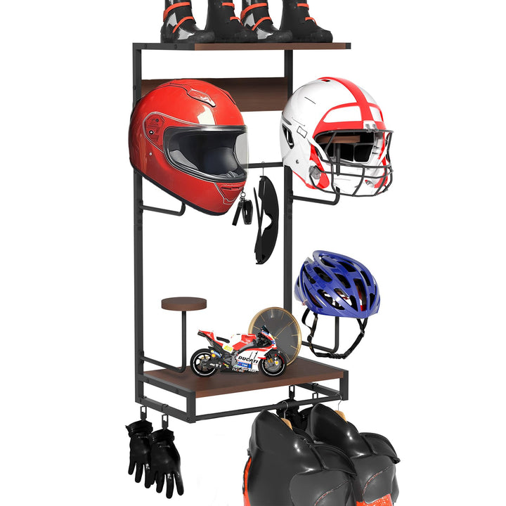 Helm Halterung Wandhalterung, Motorradhelmhalter Plattenständer Display Organizer mit 2 Holzschichtb