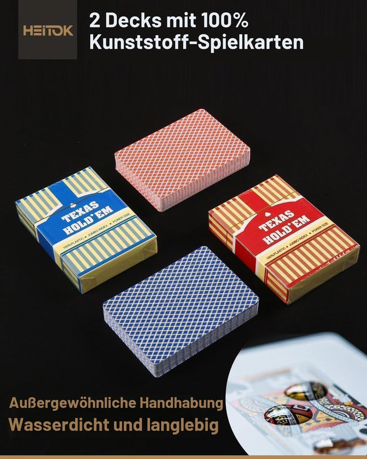 Pokerkoffer 500 Stück, Premium Poker Set im extrem stabilen Polycarbonat-Koffer (Kein Alu) – 14g Cla
