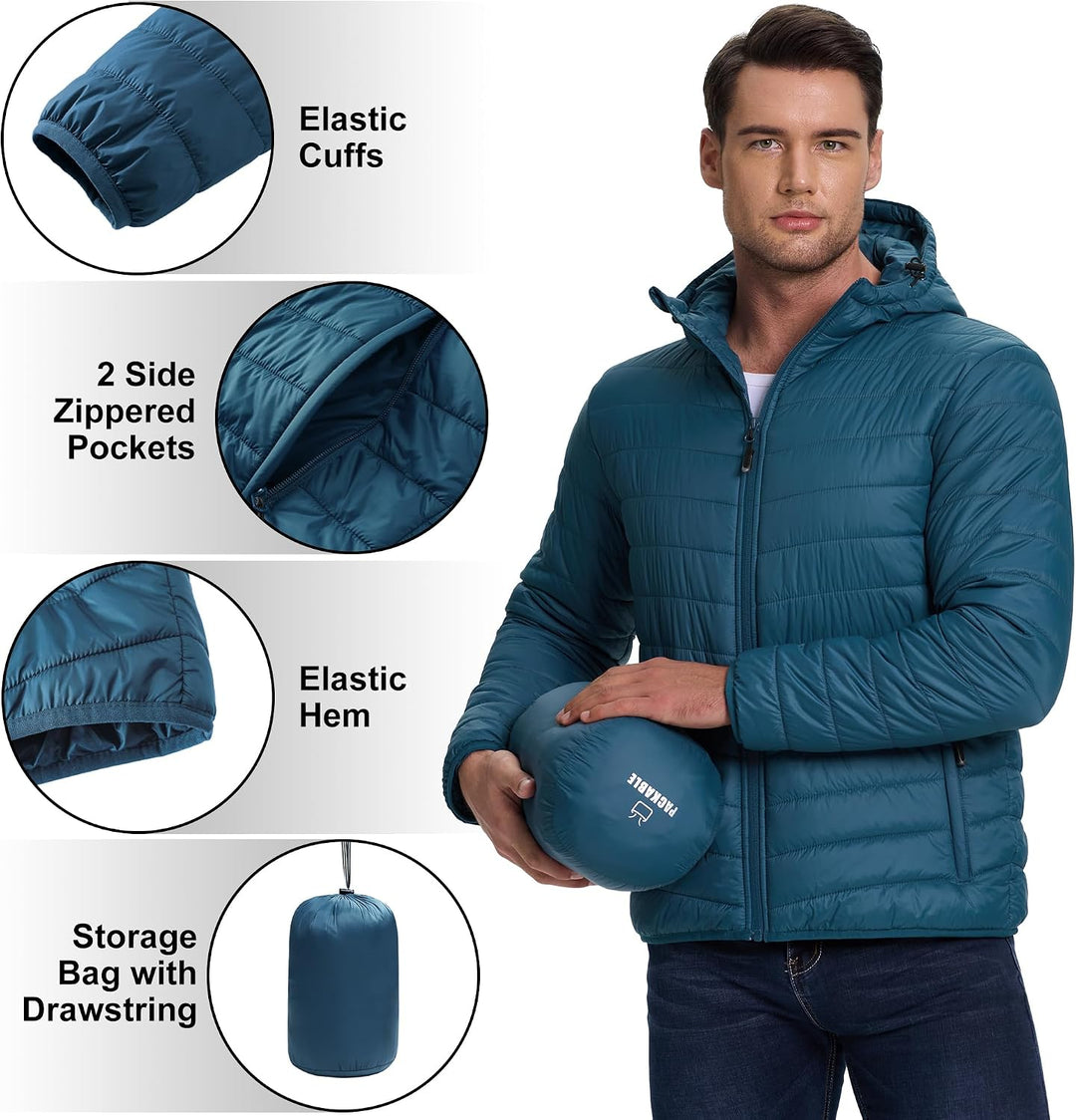 33,000ft Herren Leichte Steppjacke Outdoor Wasserbeständige Übergangsjacke Warme Winterjacke für Män