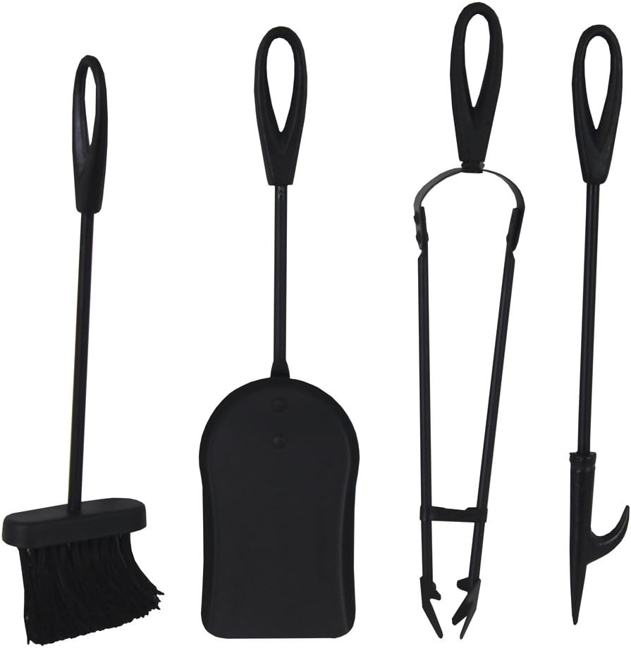 JVL Cotswold Black iron fireside fire tools 5 piece companion set, Cotswold