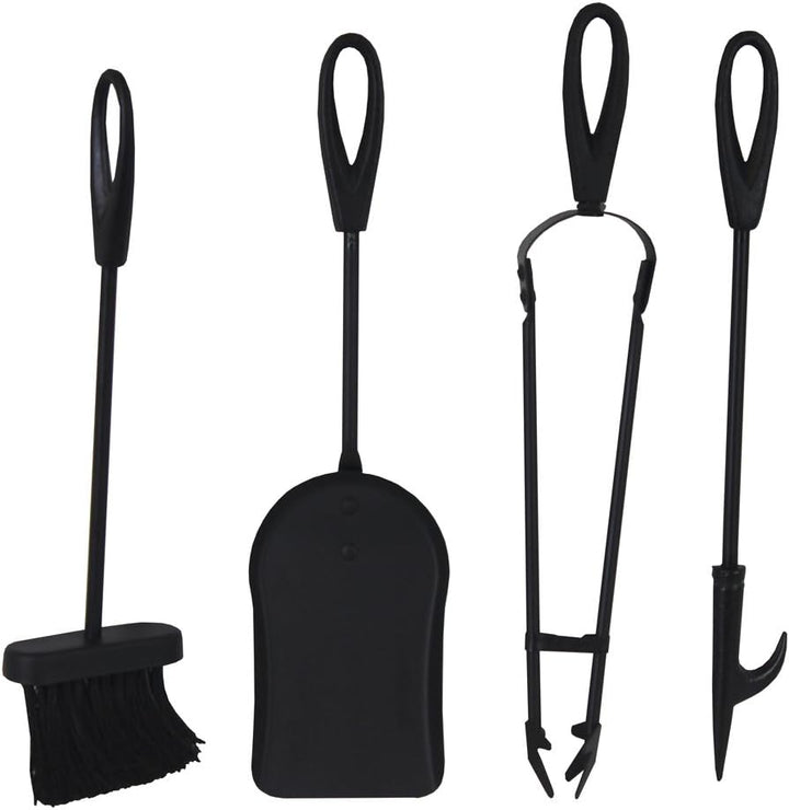 JVL Cotswold Black iron fireside fire tools 5 piece companion set, Cotswold