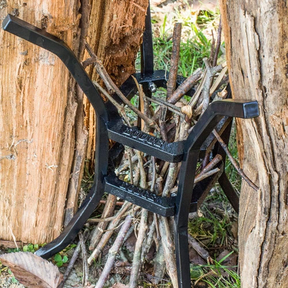 Lodge Unisex-Erwachsene Fire and Cook Stand Feuer-und Kochständer, schwarz, 8"