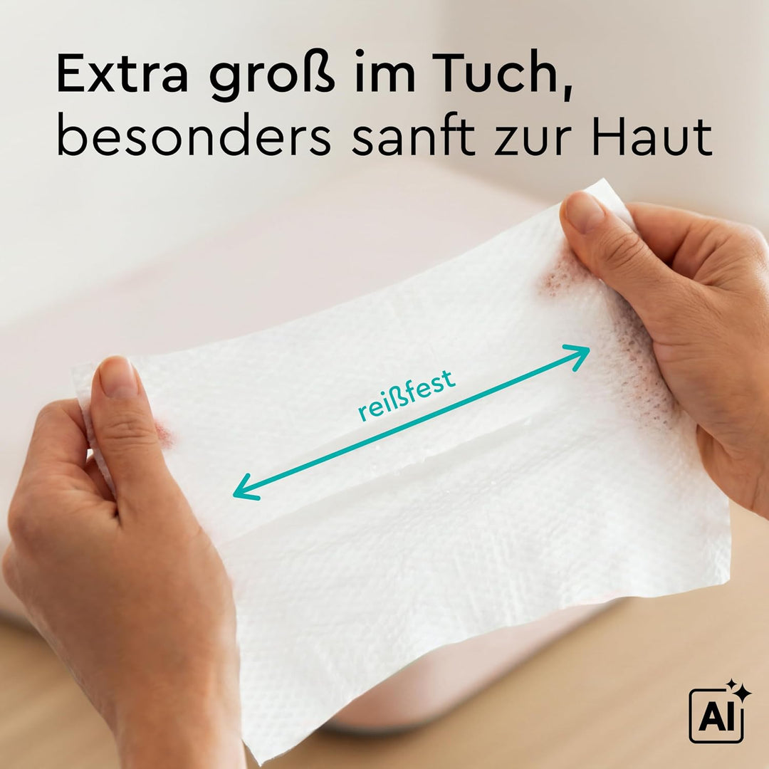 LILLYDOO Feuchte Waschtücher 350 Stück (7 X 50), 100% plastikfrei, extra grosses Tuch, ohne Parfüme