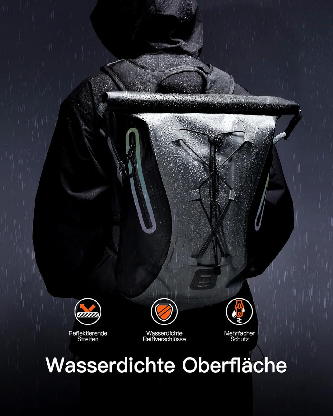 Inateck Fahrradrucksack 25-30L, Wasserdichter Rolltop Rucksack Herren, Multifunktionaler Wanderrucks