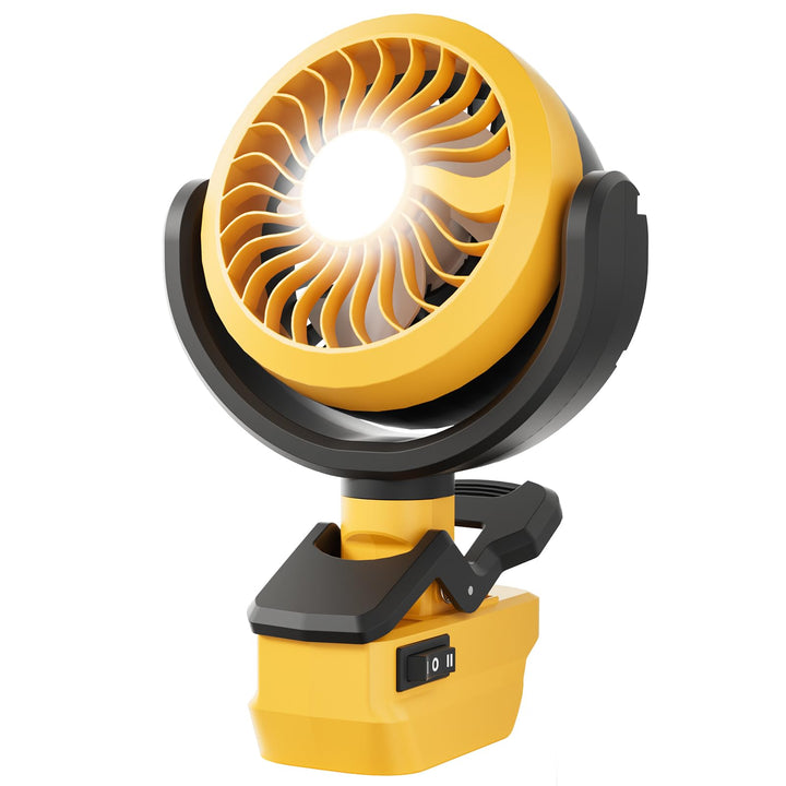 Tragbarer Clip-on-Ventilator für Dewalt 18V/20V Akkus (ohne Batterie) mit LED Leuchten für Baustelle