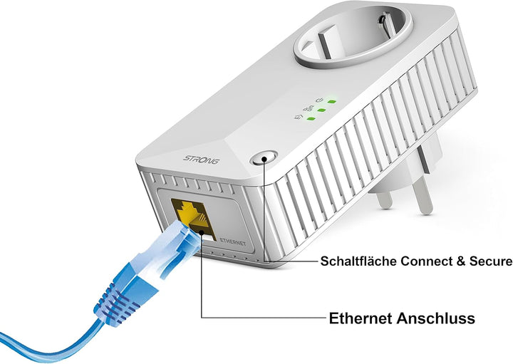 STRONG Powerline 600 Triple Pack | enthält 3 Powerline 600 Adapter | bis zu 600 Mbit/s |HomePlug AV