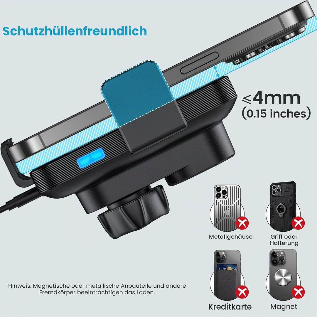 APPS2Car Kabellose Kfz-Ladegerät-Halterung, CD-Slot, automatische Klemmung, 15 W, schnelles Aufladen