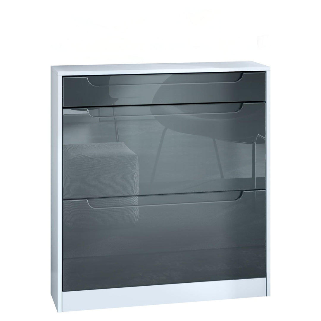Schuhschrank Venezia Schmal mit 2 Klappen und 1 Schublade, Platzsparender Schuhkipper Flurschrank fü