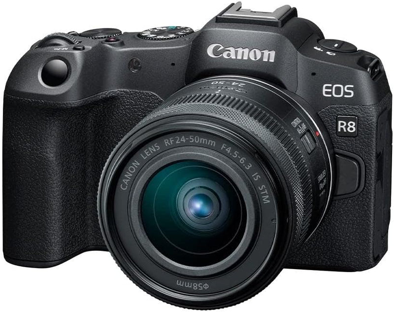 Canon EOS R8 spiegellose Vollformatkamera mit 24,2 MP RF24-50 mm f/4,5-6,3 ist STM-Objektiv, 4K-Full