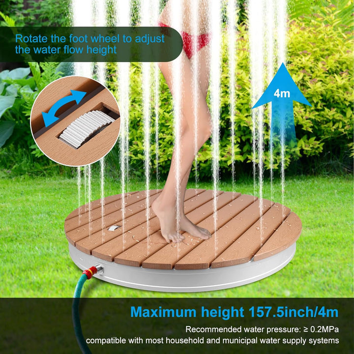 Gartendusche Aussendusche, Bodendusche Outdoor mit Fussrad Einstellbar für Pool Sauna, Fontänenhöhe