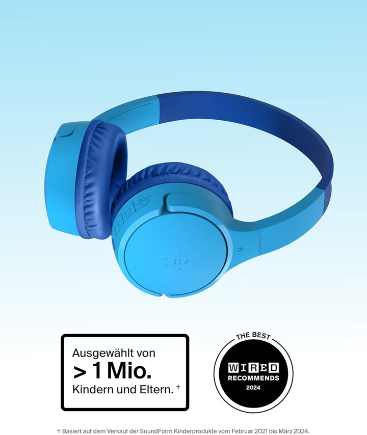 Belkin SoundForm Mini kabelloser Kinderkopfhörer mit integriertem Mikrofon und lustigen Aufklebern,