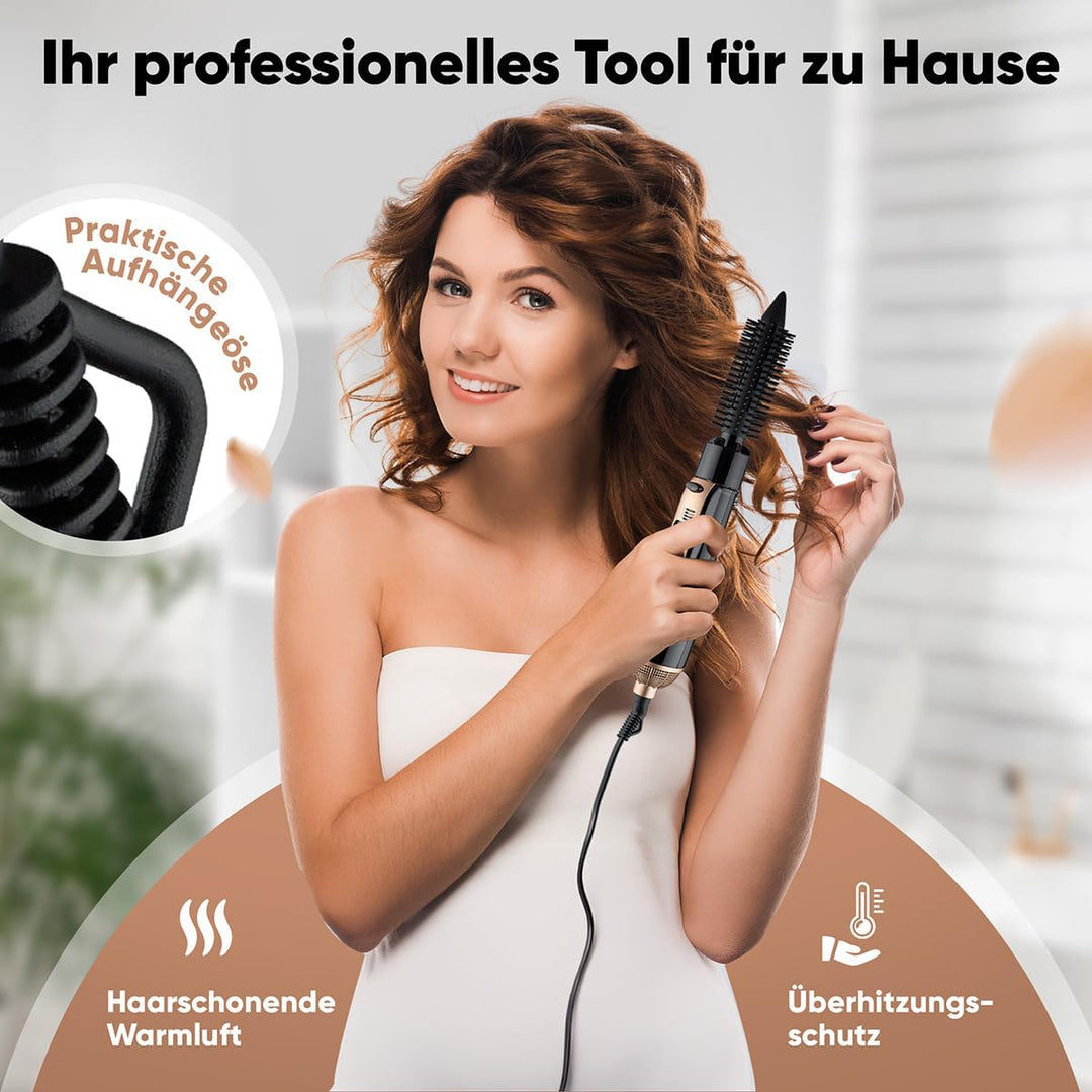 Clatronic® Warmluftbürste 3 Aufsätze | für alle Haarlängen | Föhnbürste mit Kaltstufe für Style-Fix