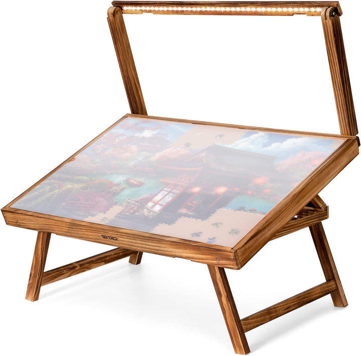 Tektalk Puzzletisch mit LED-Licht, Holzpuzzlebrett mit 5 verstellbaren Winkeln, Puzzletisch mit Klap