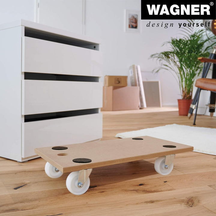 WAGNER Transportroller Transporthilfe 1121 I Plattformwagen aus MDF I 57,5 x 30 x 10 cm, Tragkraft 2