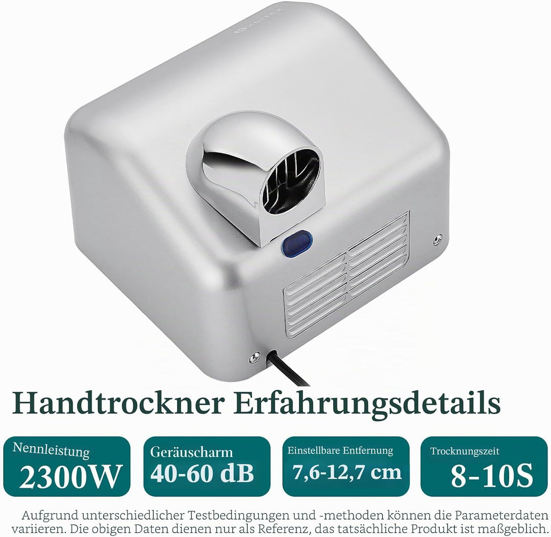 Handtrockner Kommerziell, Schneller Elektrischer Händetrockner wandmontiert, 2300W, Automatischer Se