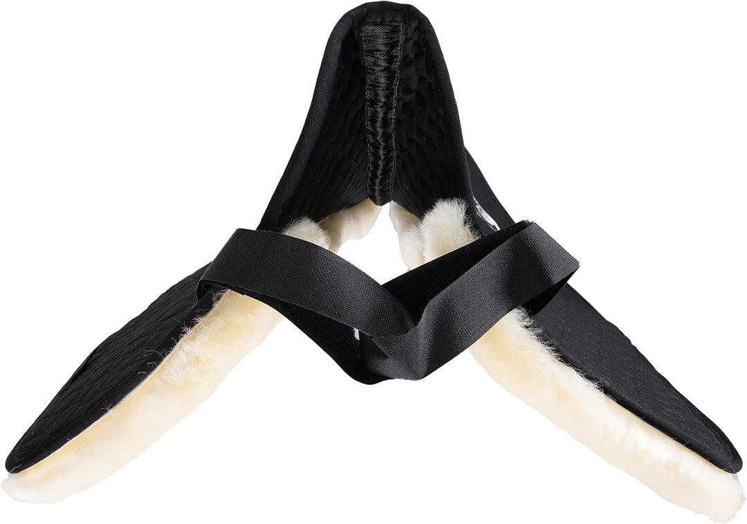 Christ Lammfell Sattelkissen Ultra mit hohem Widerrist, WB, Stoff schwarz, Lammfell Natur