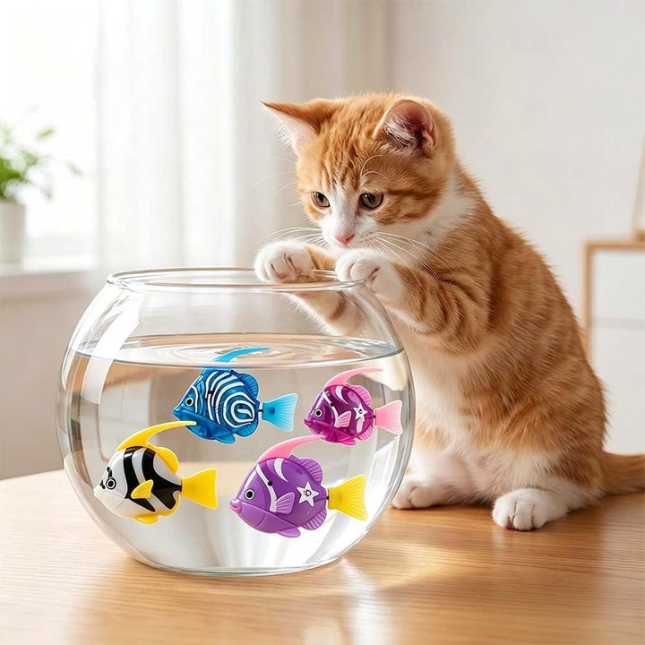 4 Stück Elektronischer Haustier Fisch, Schwimmende Fische Spielzeug, Elektrische Fische Katze Spielz