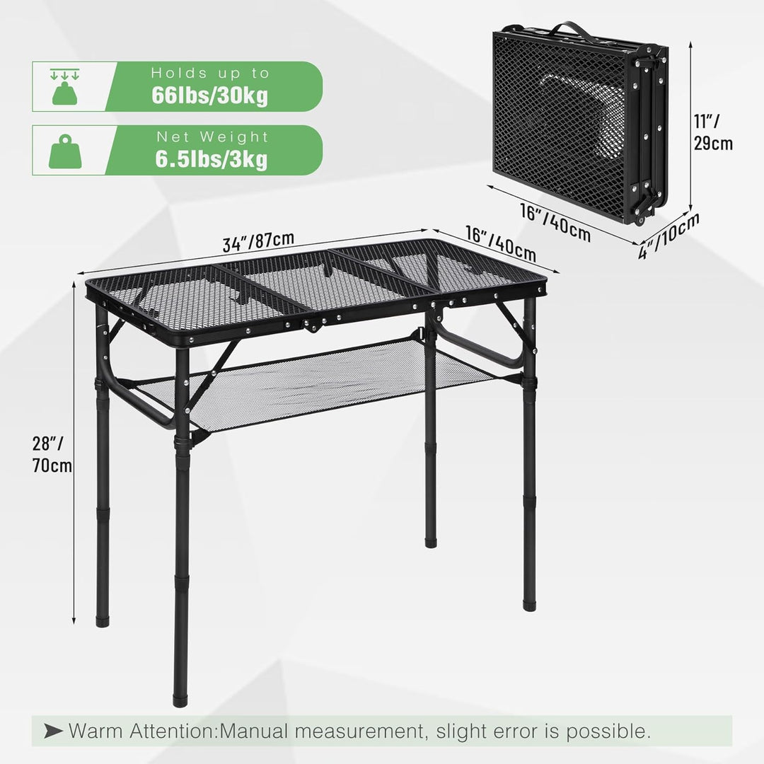REDCAMP Tragbarer Grilltisch mit Mesh Desktop, 87 x 40cm Leichter Faltbarer Klappbarer Campingtisch