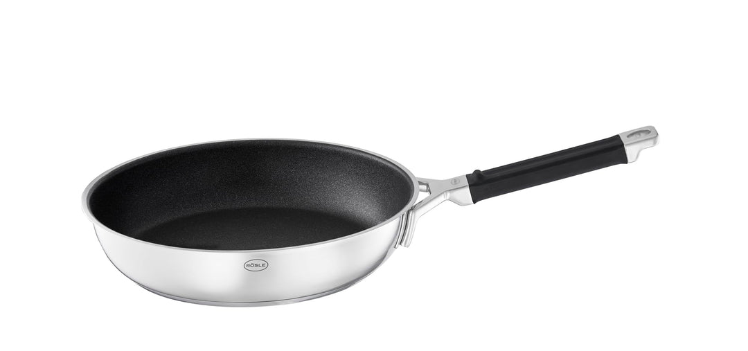 RÖSLE SILENCE PRO Bratpfanne, Pfanne mit kratzfester Premium-Antihaftversiegelung ProResist, Silikon