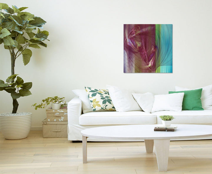 Paul Sinus Art Sinnliches Spektakel - Abstrakt316_60x60cm Bild auf Leinwand türkis grün weinrot Abst