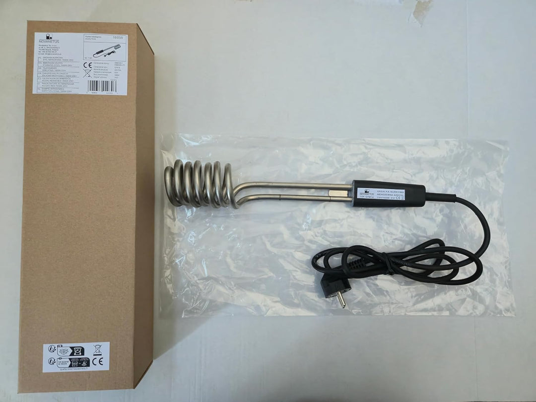 Tauchsieder GTN1.6 Taucherhitzer 1,6 kW 1600 Watt 230V aus EDELSTAHL Wasserkocher, Schwarz ohne Tasc