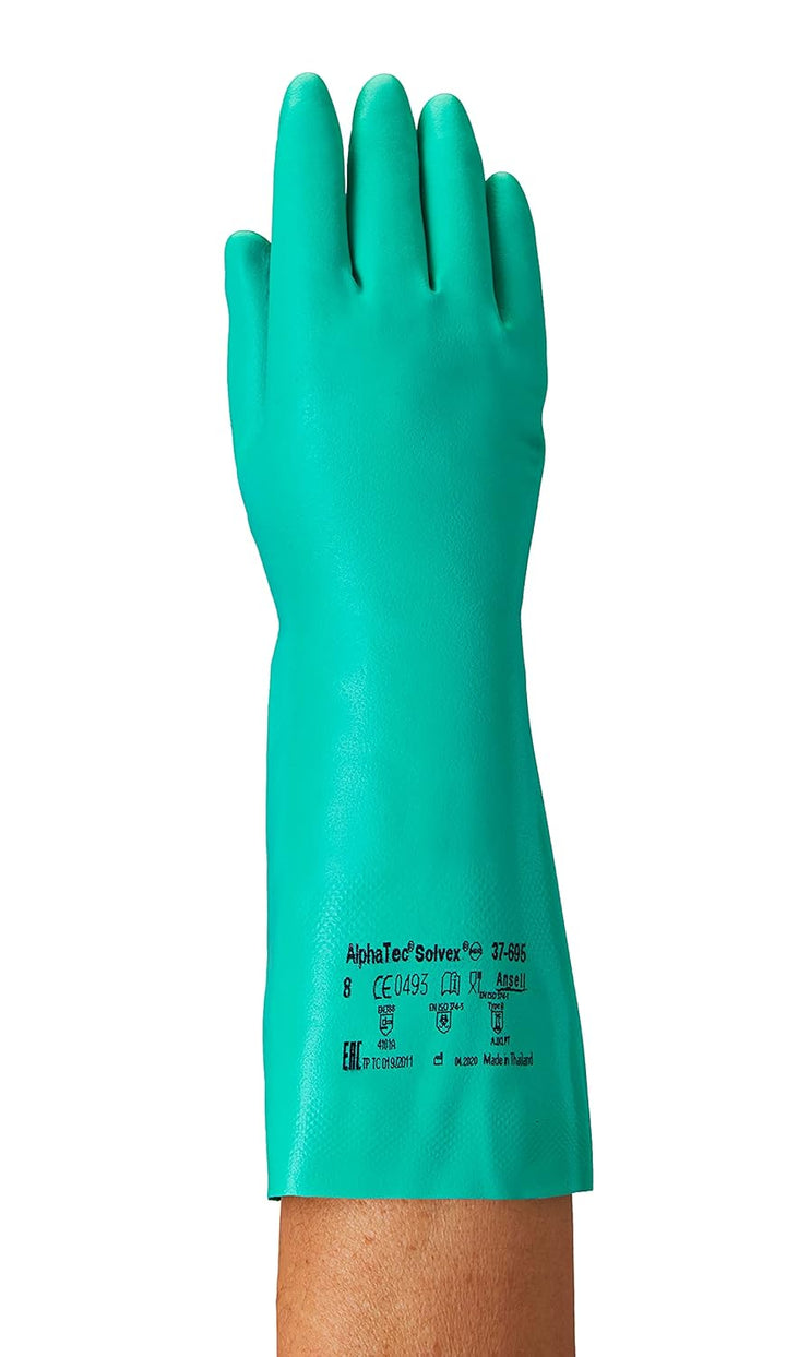 Ansell AlphaTec 37-695 Nitril-Handschuhe, Chemikalien-Schutz für Arbeiten in der Industrie, mit Chem