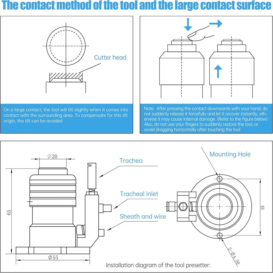 RATTMMOTOR CNC Werkzeuglängensensor, Z Achse Touch Werkzeugsensor Einstellungssonde High Precision F