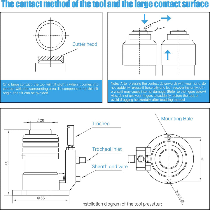 RATTMMOTOR CNC Werkzeuglängensensor, Z Achse Touch Werkzeugsensor Einstellungssonde High Precision F