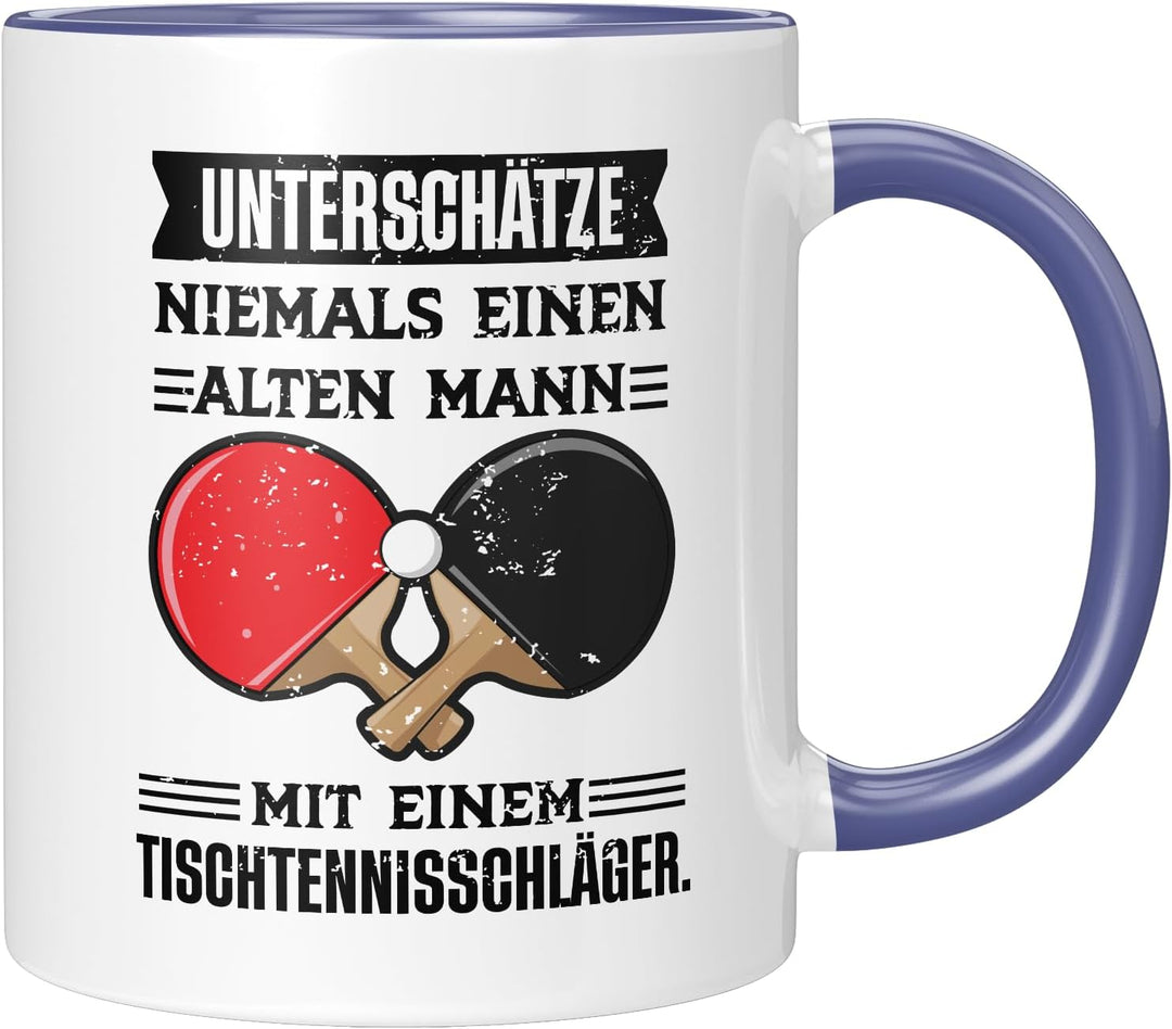 Lustige Tischtennis Tasse | Unterschätze niemals einen alten Mann mit einem Tischtennisschläger | Ge